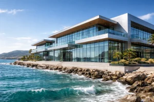 Rénovez votre local commercial en bord de mer à Toulon avec des façades et murs rideaux modernes et durables.